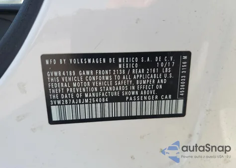 2018 Volkswagen Jetta S from USA, damaged, VIN 3VW2B7AJ8JM254084